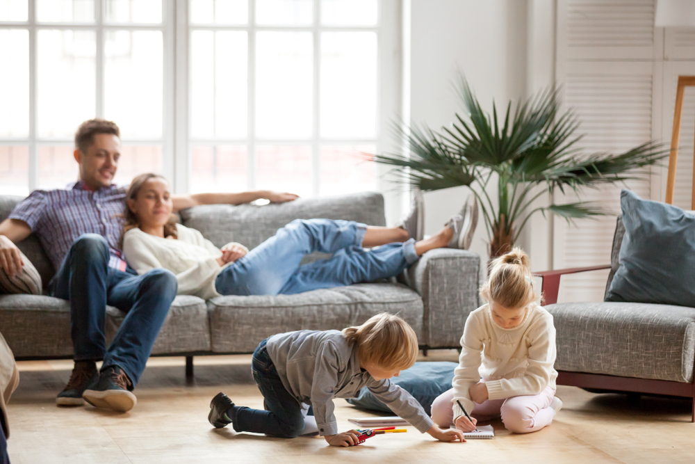 Family Relaxing in Living Area